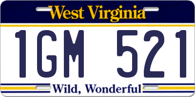 WV license plate 1GM521