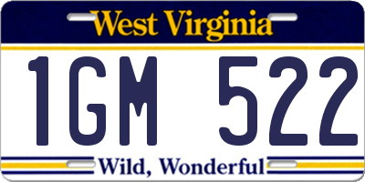 WV license plate 1GM522