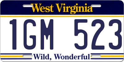 WV license plate 1GM523