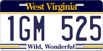 WV license plate 1GM525