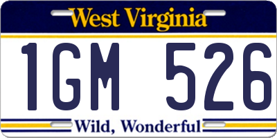 WV license plate 1GM526