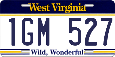 WV license plate 1GM527