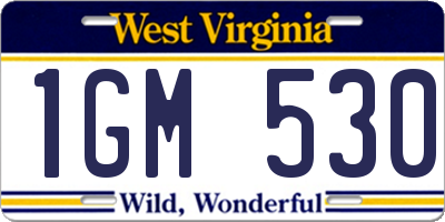 WV license plate 1GM530