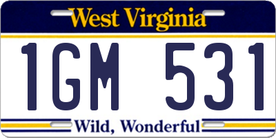 WV license plate 1GM531