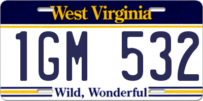 WV license plate 1GM532