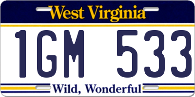 WV license plate 1GM533
