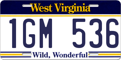 WV license plate 1GM536