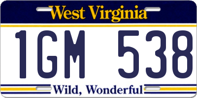 WV license plate 1GM538
