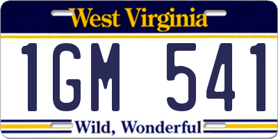 WV license plate 1GM541