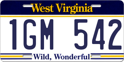WV license plate 1GM542