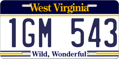 WV license plate 1GM543