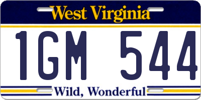 WV license plate 1GM544