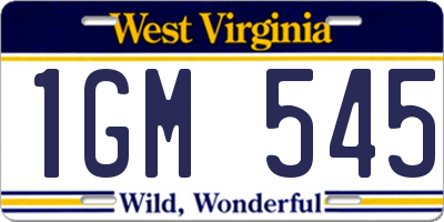 WV license plate 1GM545