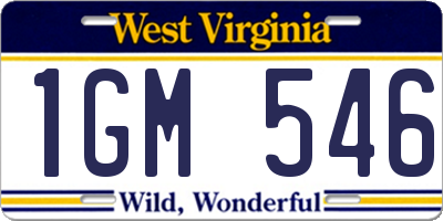 WV license plate 1GM546
