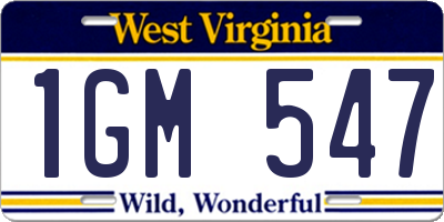 WV license plate 1GM547