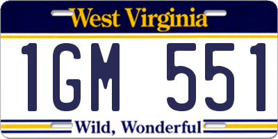 WV license plate 1GM551