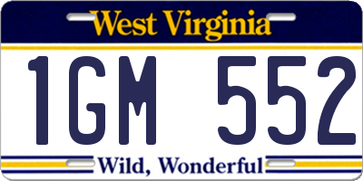 WV license plate 1GM552