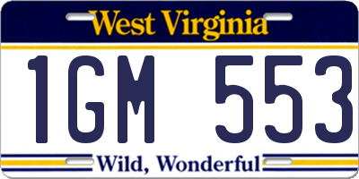 WV license plate 1GM553