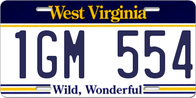 WV license plate 1GM554