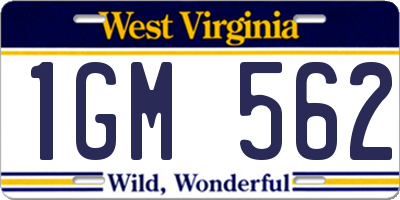 WV license plate 1GM562