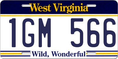 WV license plate 1GM566