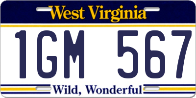 WV license plate 1GM567
