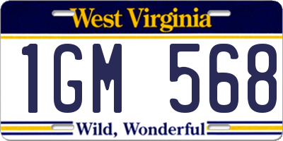 WV license plate 1GM568