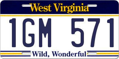 WV license plate 1GM571