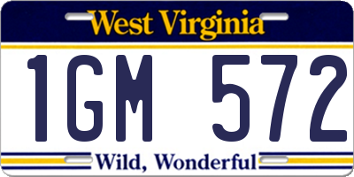 WV license plate 1GM572