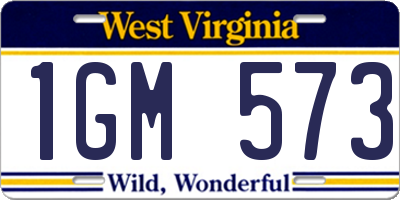 WV license plate 1GM573