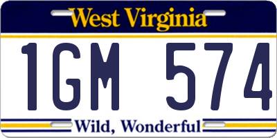 WV license plate 1GM574