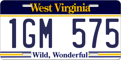 WV license plate 1GM575