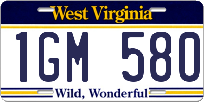 WV license plate 1GM580