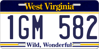 WV license plate 1GM582