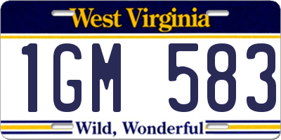 WV license plate 1GM583