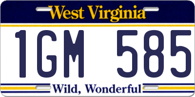 WV license plate 1GM585