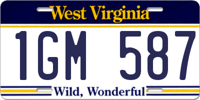 WV license plate 1GM587