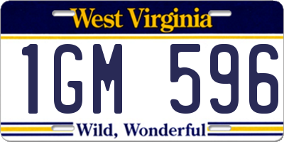 WV license plate 1GM596
