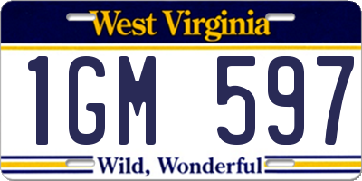 WV license plate 1GM597