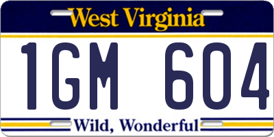 WV license plate 1GM604