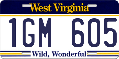 WV license plate 1GM605