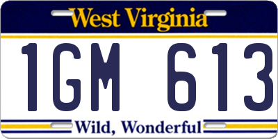 WV license plate 1GM613