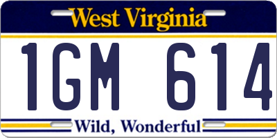 WV license plate 1GM614