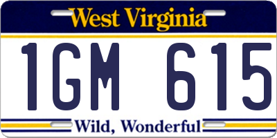 WV license plate 1GM615