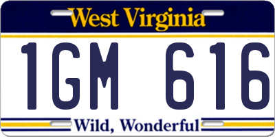 WV license plate 1GM616