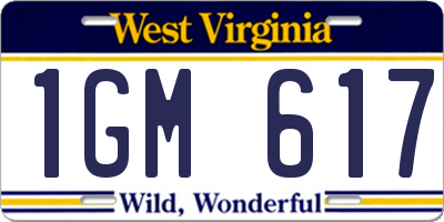 WV license plate 1GM617