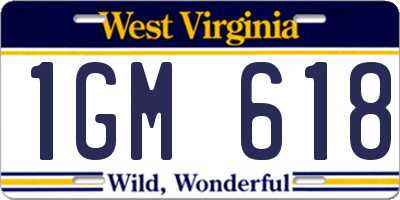 WV license plate 1GM618