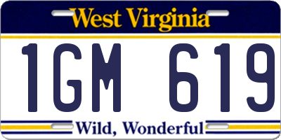 WV license plate 1GM619