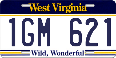 WV license plate 1GM621