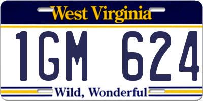 WV license plate 1GM624